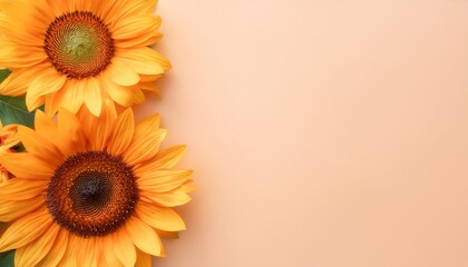 Wall Mural - vertical sunflower styled background warm pastel colors with copy space styled floral theme