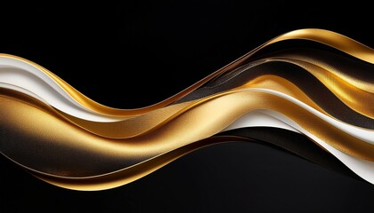 Canvas Print - a gold and white waves on a black background