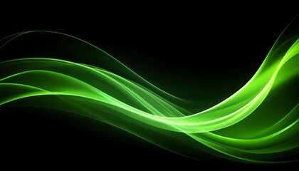 Canvas Print - dark black background with bright green smoky dynamic motion waves abstract wallpaper for modern ecofriendly environment backdrop