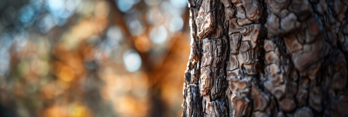 Poster - Oak tree trunk featuring a soft blur at the top and sharp detail at the bottom.