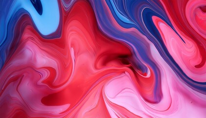 Canvas Print - a vibrant blend of swirling pink red and blue hues in an abstract fluid art composition perfect for dynamic and creative backgrounds generative ai