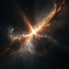 Wall Mural - cosmic explosion a dramatic nebula with bright light and stars.