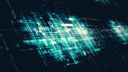 Leinwandbilder - Futuristic screen display matrix, hi-tech digital data telemetry with encrypted numbers, display dynamic background for computer desktop screen display format