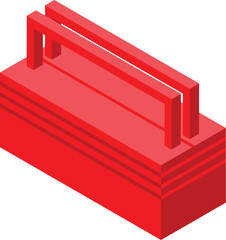 Poster - Red toolbox with a handle, for storing tools, is shown in an isometric view