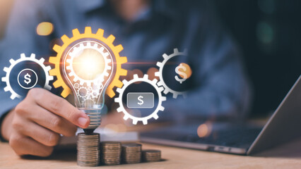 Aufkleber - concept of finance and investment ,profit growth management ,risk management ,bank interest ,high return investment ,Stock and currency fund ,Savings goals for the future