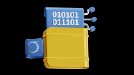 Aufkleber - 3D Animation of Data security wallet encryption | Alpha Channel