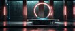 © ezra - futuristic portal science fiction podium pedestal platform modern empty cyberpunk podium mockup space background, stage, advertisement, horizontal, merchandise, shadow, show, marble