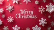 © Kristian - Christmas Greeting Card with Paper-Cut Snowflakes on Deep Red Background and 'Merry Christmas' in White Paper Text