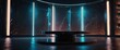 © ezra - futuristic portal science fiction podium pedestal platform modern empty cyberpunk podium mockup space background, stage, advertisement, horizontal, merchandise, shadow, show, marble
