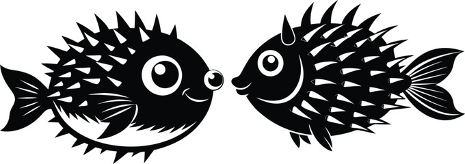 Wall Mural - porcupine fish vector silhouette 