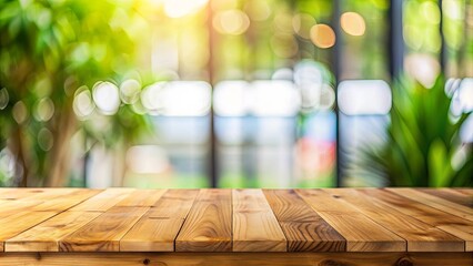 Sticker - Wood table top with blurred background, wood, table, top, surface, background, blurred, texture, furniture, interior, design