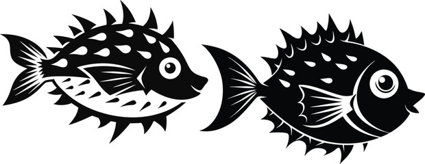 Wall Mural - porcupine fish vector silhouette 