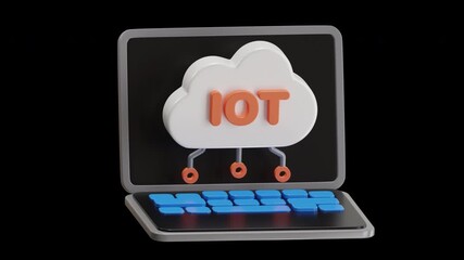 Aufkleber - 3D Animation of IoT Integration Cloud Network | Alpha Channel