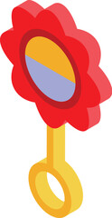 Poster - Red flower baby rattle making noise, perfect for entertaining and stimulating a baby