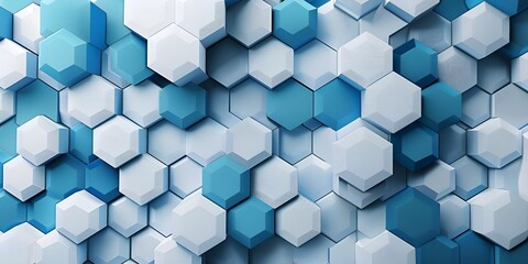 Poster - Abstract 3d rendering of hexagons. Futuristic background with hexagons. - Generated AI