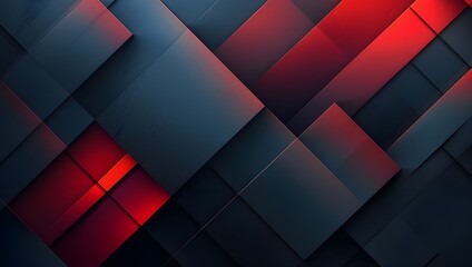 Poster - Dark abstract geometric background with modern red and blue accents.