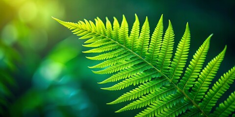 Wall Mural - Close up of a lush green fern leaf , nature, plant, green, foliage, close-up, macro, vibrant, botanical, detail, texture, frond