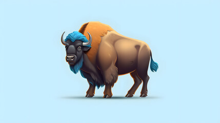 Wall Mural - Bison 3d cartoon style