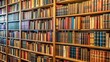 © lapeepon - A close up of books neatly arranged on library shelves , education, reading, literature, knowledge, studying, research