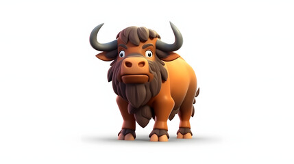 Wall Mural - Buffalo 3d cartoon style