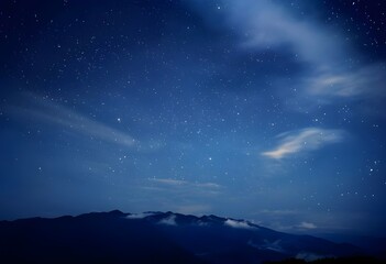 Wall Mural - mountain. backgrounds night sky with stars and moon and clouds