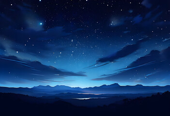 Wall Mural - mountain. backgrounds night sky with stars and moon and clouds