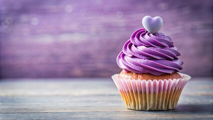 Purple cupcake with heart decoration, cupcake, purple, heart, decoration, dessert, bakery, sweet, treat, delicious