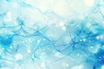 Poster - Blue Abstract Background with Lines, Dots, and Central Light Modern Artistic Design for Business and Technology Concept