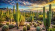 © lapeepon - A tranquil cactus forest in the desert , succulent, prickly, arid, nature, plants, Southwest, landscape, spiky, green, thorns