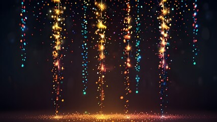 Canvas Print - falling celebration particles lights background Generative AI