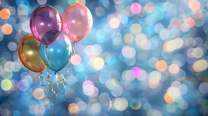 Colorful balloons with bokeh background - a festive atmosphere