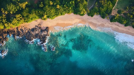 overhead view of a beautiful coastline