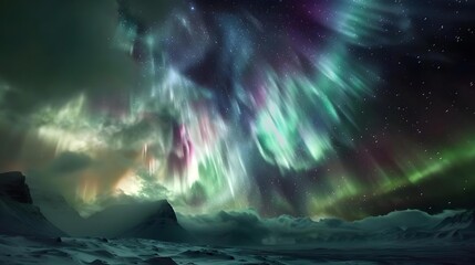 time-lapse of ever-changing colorful aurora