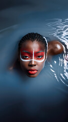 Wall Mural - water emerging face modern makeup liquid swimming