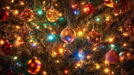 a christmas tree with colorful lights and ornaments creating a vibrant and joyful holiday scene
