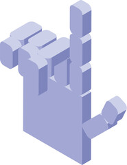 Poster - 3d geometric hand with index finger pointing up, rendered in isometric perspective with a purple color scheme