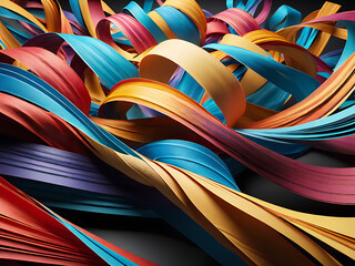 Wall Mural - 3D Multi-Color Ribbon Dance Flowing Ribbons in a Variety of Bright Colors Twisting and Weaving Through Space