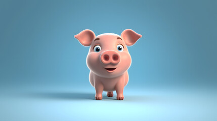 Canvas Print - Pig 3d cartoon style