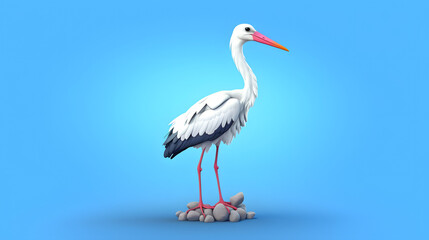 Sticker - Stork 3d cartoon style