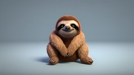 Wall Mural - Sloth 3d cartoon style