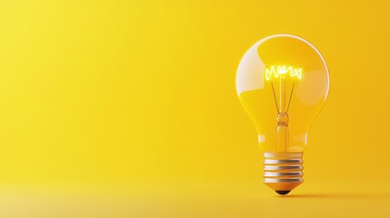 Bright Yellow Lightbulb Concept for Innovation and Creativity