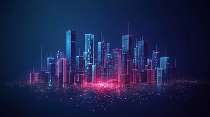 Wall Mural - Futuristic Cityscape with Neon Lights