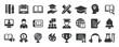 © Abbasy  Kautsar - Education glyph solid icons collection. Containing content school, e-learning, course, student. Minimal icon and symbol series vector illustration