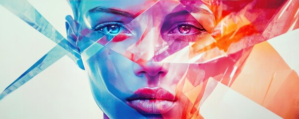 Poster - A vibrant, abstract portrait illustrating the interplay of colors and emotions, showcasing a striking visual experience.