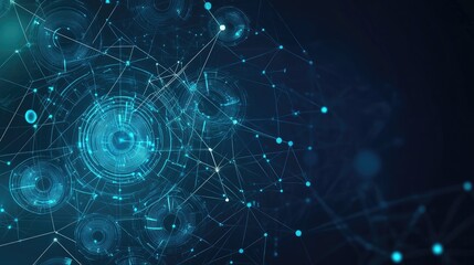 Poster - High tech technology geometric and connection system background