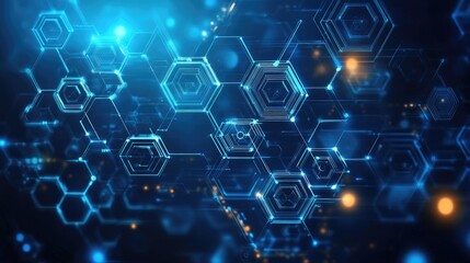 Poster - High tech technology geometric and connection system background