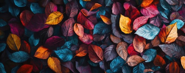 Aufkleber - Vibrant autumn leaves in various colors create a stunning natural pattern, perfect for seasonal or nature-themed designs.