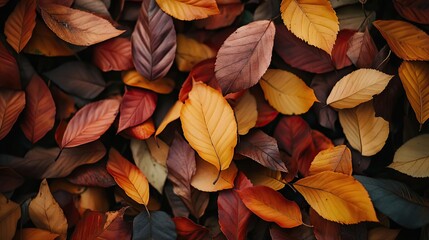 Aufkleber - A vibrant collection of autumn leaves in rich hues of orange, red, and yellow, creating a stunning natural tapestry.
