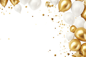 Aufkleber - Golden balloon and confetti frame for festive banner Isolated on white background