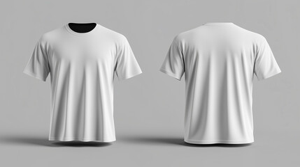 Wall Mural - Men's black blank T-shirt template, two sides, natural shape on invisible mannequin, for your design mockup for print, isolated on shop store background. Set Mockup of a white oversized t-shirt 3D